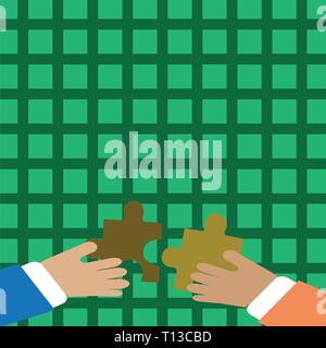 Deux mains tenant Puzzle coloré morceaux au sujet d'asservir l'Education Business template vide pour la mise en page pour la promotion de la carte de voeux d'invitation Illustration de Vecteur