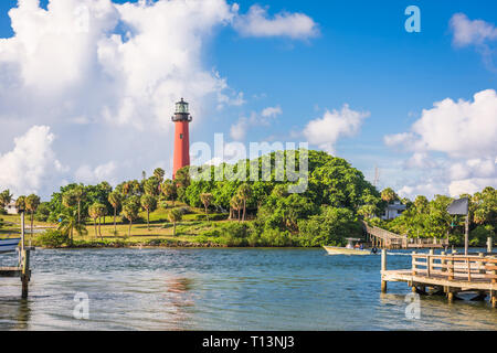 Jupiter, Floride, États-Unis d'inlet et light house. Banque D'Images