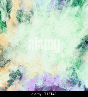 Fleur fond abstrait, orange-vert. La lumière douce, dessiné dans le centre, la couleur sur les bords. Base pour le texte et le design. Banque D'Images