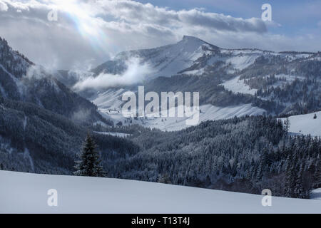 L'Autriche, l'état de Salzbourg, Osterhorn, groupe de ski en hiver Banque D'Images