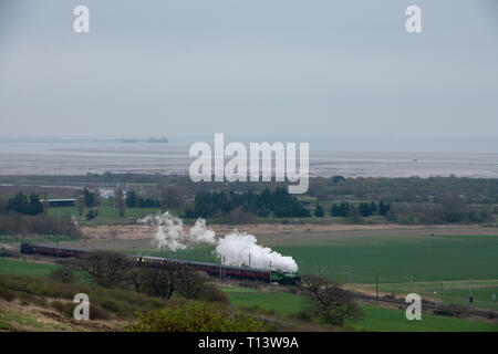 Hadleigh, Essex, Royaume-Uni. 23 Mar 2019. Les grands jours de chemin de fer à vapeur de voyage Essex pour un voyage spécial de Southend on Sea à Bluebell Railway le Sheffield Park East Sussex. Construit pour la London & North Eastern Railway, 61306 Santa Maria est l'une des deux locomotives de la classe B1. Les B1 ont été conçus comme des locomotives à trafic mixte capable de remorquer des trains express ainsi que le trafic de fret. Crédit : MARTIN DALTON/Alamy Live News Banque D'Images