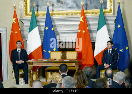 Rome, Italie. Mar 23, 2019. La cérémonie de l'échange d'accords et mémorandums d'entente : Crédit Photo Agency indépendante/Alamy Live News Banque D'Images