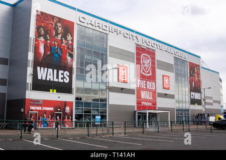 Cardiff, Royaume-Uni. Mar 23, 2019. Vue générale à l'extérieur de la tribune avant de Galles v Slovaquie UEFA Euro 2020 Qualificatif au Cardiff City Stadium, le Crédit : Lewis Mitchell/Alamy Live News Banque D'Images