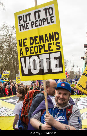 Londres, Royaume-Uni, 23 mars, 2019. Près d'un million de personnes ont manifesté dans le centre de Londres pour demander un vote sur brexit peuples. David Rowe/ Alamy Live News. Banque D'Images