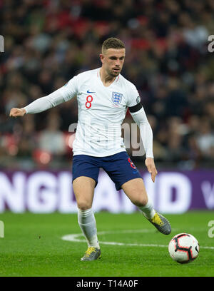 Londres, Royaume-Uni. Mar 22, 2019. Jordan Henderson (Liverpool) de l'Angleterre durant l'UEFA Euro 2020 match de qualification entre l'Angleterre et la République Tchèque au stade de Wembley, Londres, Angleterre le 22 mars 2019. Photo par Andy Rowland/Premier Images des médias. Crédit : Andrew Rowland/Alamy Live News Banque D'Images