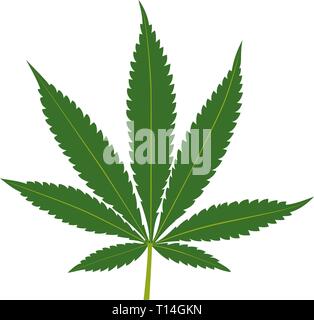 Feuille de Cannabis isolé sur fond blanc. Silhouette de la marijuana. Vector illustration. Illustration de Vecteur