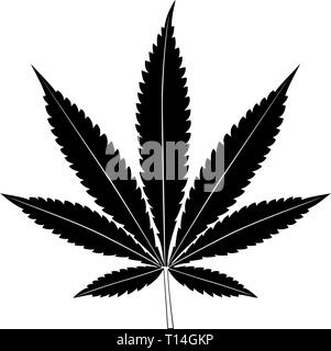 Feuille de Cannabis isolé sur fond blanc. Silhouette de la marijuana. Vector illustration. Illustration de Vecteur