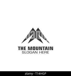 Logo graphique, modèle de montagne isolé sur fond blanc. Illustration de Vecteur