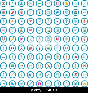 100 medical icons set, cartoon style Illustration de Vecteur