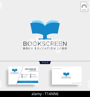 L'éducation en ligne livre moniteur simple logo icône illustration vectorielle modèle élément isolé - fichier vecteur Illustration de Vecteur