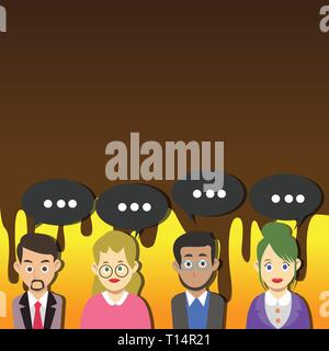 Groupe de gens d'affaires avec Chat Bulle couleur blanc avec trois points Design business template vide isolé disposition graphique minimaliste modèl Illustration de Vecteur