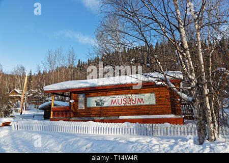 DAWSON CITY, YUKON, CANADA, 10 mars 2019 : Jack London Museum. Dawson City est inséparablement liée à la ruée vers l'or du Klondike dans les romans Banque D'Images