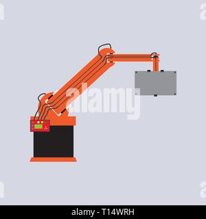 Bras robotique Robot illustration vectorielle style plat bras ou de la main. Robot manipulateur industriel. L'industrie moderne smart Illustration de Vecteur