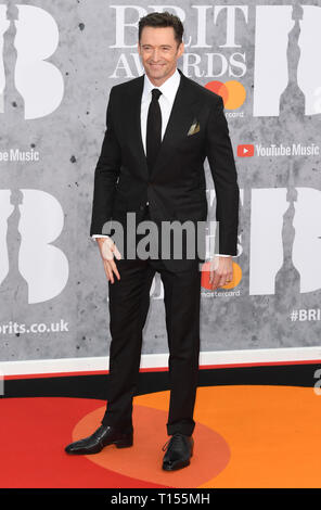 Les Brit Awards 2019 qui a eu lieu à l'O2 - Arrivées avec : Hugh Jackman Où : London, Royaume-Uni Quand : 20 février 2019 Source : WENN.com Banque D'Images