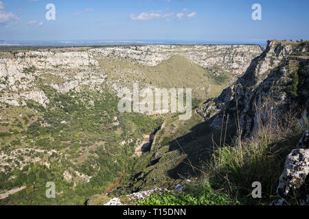 Italie, Sicile, réserve naturelle Cavagrande del Cassibile naturelle orientata, mountainscape Banque D'Images