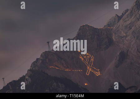 Autriche, Tyrol, Zugspitze, feu de la st jean Banque D'Images