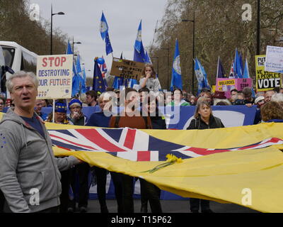 Londres, Angleterre. 23 mars, 2019. Des milliers de personnes de mars à Westminster pour la demande d'un second référendum sur la question de savoir si ou pas la Grande-Bretagne devrait quitter l'UE. Crédit : Anna Stowe/Alamy Live News Banque D'Images