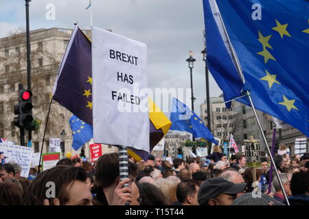 Londres, Royaume-Uni. 23 Mar 2019. Royaume-uni des centaines de milliers de personnes ont assisté à un vote de mars dans le centre de Londres exigeant un second referandum sur l'accord final Crédit : Emin Ozkan / Alamy Live News Banque D'Images