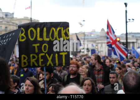 Londres, Royaume-Uni. 23 Mar 2019. Royaume-uni des centaines de milliers de personnes ont assisté à un vote de mars dans le centre de Londres exigeant un second referandum sur l'accord final Crédit : Emin Ozkan / Alamy Live News Banque D'Images