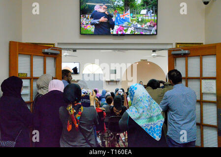 Melbourne, en Floride. USA. 23 mars, 2019. La Société Islamique du Comté de Brevard en Floride s'étend nos plus sincères condoléances aux familles et amis des victimes du massacre des mosquées à Christchurch, Nouvelle-Zélande. Nous pleurons leur perte mais savons dans notre cœur, qu'ils sont tous dans leur mort. Shuhada Comme cet incident montre, le terrorisme n'a pas de favoris. Aucun groupe n'a plus de monopole, et il n'a pas choisi ses victimes de façon sélective. Credit : Julian Poireau/Alamy Live News Banque D'Images