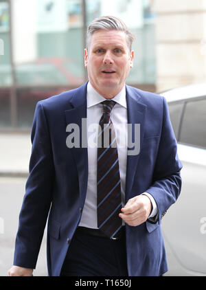 Londres, Royaume-Uni, 24 mars 2019. Sir Keir Starmer arrive pour le BBC Andrew Marr Show aux studios de la BBC Banque D'Images