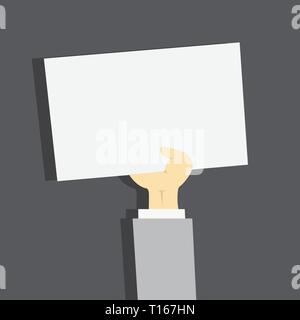 De Clipart Hand Holding up feuille de papier blanc sur toile Pastel Design business copie vide texte espace pour la promotion de site web Annonce Banne isolés Illustration de Vecteur