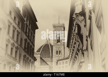 La cathédrale de Florence, officiellement appelée Cathédrale de Sainte Marie de la fleur, dans la Piazza del Duomo, Florence, Toscane, Italie. Banque D'Images