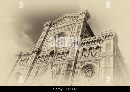 La cathédrale de Florence, officiellement appelée Cathédrale de Sainte Marie de la fleur, dans la Piazza del Duomo, Florence, Toscane, Italie. Banque D'Images