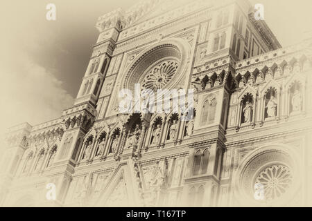 La cathédrale de Florence, officiellement appelée Cathédrale de Sainte Marie de la fleur, dans la Piazza del Duomo, Florence, Toscane, Italie. Banque D'Images