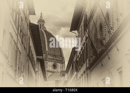 La cathédrale de Florence, officiellement appelée Cathédrale de Sainte Marie de la fleur, dans la Piazza del Duomo, Florence, Toscane, Italie. Banque D'Images