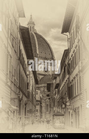 La cathédrale de Florence, officiellement appelée Cathédrale de Sainte Marie de la fleur, dans la Piazza del Duomo, Florence, Toscane, Italie. Banque D'Images