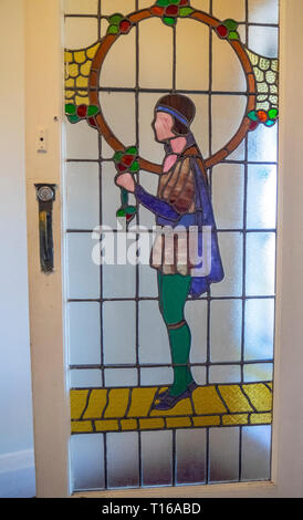 Vitrail décoratif intérieur panneaux maison résidentielle à Perth WA l'Australie. Banque D'Images