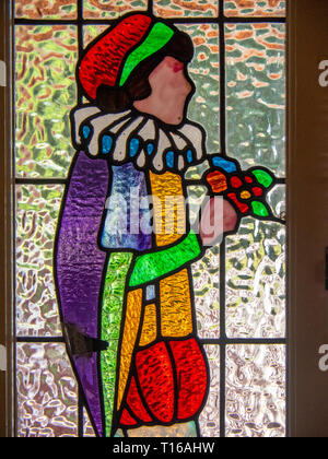 Vitrail décoratif intérieur panneaux maison résidentielle à Perth WA l'Australie. Banque D'Images