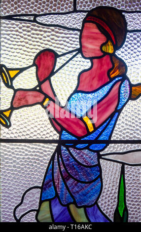 Vitrail décoratif intérieur panneaux maison résidentielle à Perth WA l'Australie. Banque D'Images