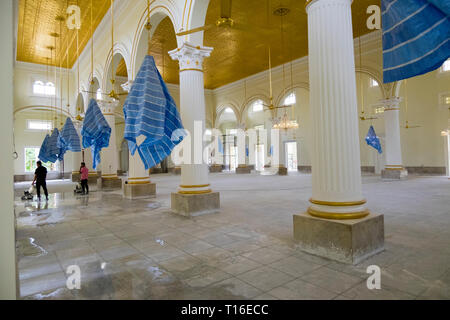 Rénovation intérieure en cours à la mosquée du Sultan Abu Bakar à Johor Bahru, Malaisie. Banque D'Images