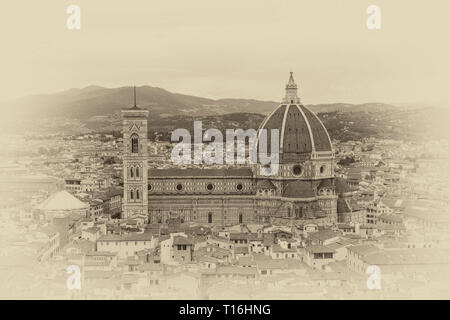 La cathédrale de Florence, officiellement appelée Cathédrale de Sainte Marie de la fleur, dans la Piazza del Duomo, Florence, Toscane, Italie. Banque D'Images