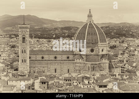 La cathédrale de Florence, officiellement appelée Cathédrale de Sainte Marie de la fleur, dans la Piazza del Duomo, Florence, Toscane, Italie. Banque D'Images