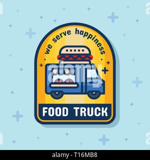 Service de camion alimentaire bannière badge. Vector illustration Illustration de Vecteur