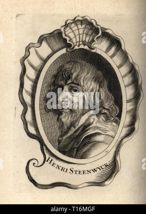 Portrait d'Hendrik van Steenwijck, peintre hollandais, mort 1603. Henri Steenwyck. La gravure sur cuivre de Antoine-Joseph Dezallier d'Argenville's Abrege de la vie des plus fameux peintres, vit des artistes les plus célèbres, de Bure de l'Aine, Paris, 1762. Banque D'Images