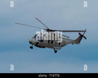 Oostende, Belgique - le 8 septembre 2018 : NH90 hélicoptère de sauvetage de la Marine belge. Banque D'Images