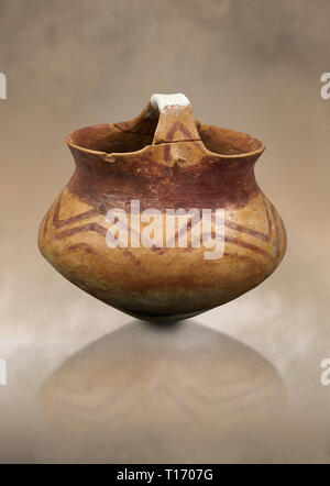 Terre cuite décorée chalcolithique panier pot. Vers 5000 avant JC. Catalhoyuk, collection Musée Archéologique de Konya, Turquie Banque D'Images