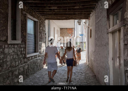 Petite rue à Ohrid, vieille ville, Macédoine, Balkans Banque D'Images