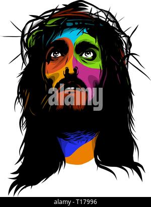 Visage de Jésus dans pop art style vector Illustration de Vecteur
