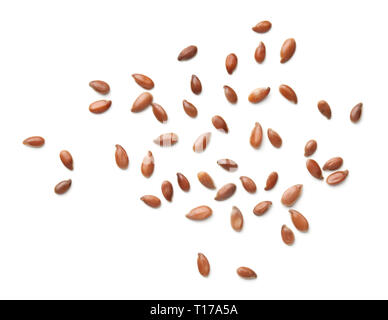 Linseeds isolé sur fond blanc. Vue d'en haut Banque D'Images