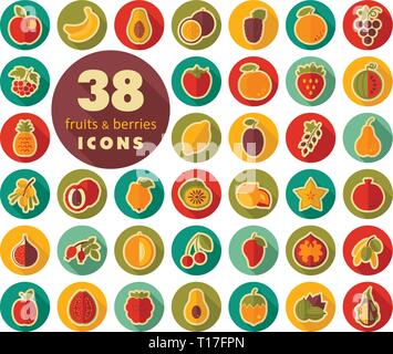 Ensemble de fruits et de baies télévision d'icônes. Illustration vectorielle, eps 10 Illustration de Vecteur