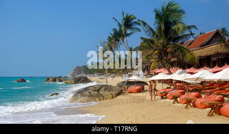 Black Pearl, un bar et un restaurant à la plage de Lamai, Koh Samui, Golfe de Thailande, Thaïlande Banque D'Images