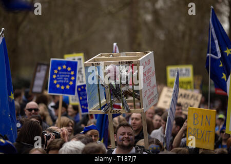 Londres, Royaume-Uni. Mar 23, 2018. Les protestataires sont vu la tenue des pancartes pendant la manifestation.Des centaines de personnes se sont rassemblées au centre de Londres pour le vote du peuple mars à exiger un nouveau référendum sur l'Union européenne. Credit : Ryan Ashcroft/SOPA Images/ZUMA/Alamy Fil Live News Banque D'Images