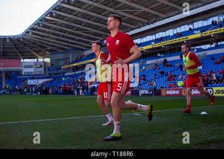 Cardiff, Wales, UK. 24Th Mar 2019. Chris Mepham de galles jusqu'wamrs. Pays de Galles v Slovaquie UEFA Euro 2020 Qualificatif au Cardiff City Stadium, le Crédit : Lewis Mitchell/Alamy Live News Banque D'Images