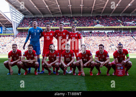 Cardiff, Wales, UK. 24Th Mar 2019. Pays de Galles v Slovaquie UEFA Euro 2020 Qualificatif au Cardiff City Stadium, le Crédit : Lewis Mitchell/Alamy Live News Banque D'Images