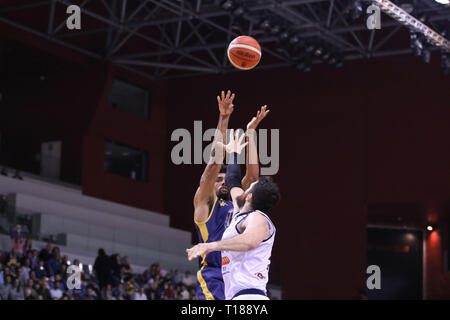 Torino, Italie. 24 mars, 2019. James Michael McAdoo (Auxilium)) au cours de la Serie A 2018/2019 Panier Lega Auxilium match Torino Fiat vs Germani Leonessa Brescia. Walter Bertagnoli/ Alamy Live News Banque D'Images